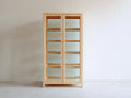 Bibliothèque vitrée 110x35x160 cm - bois clair - 2 portes vitrées et étagères intérieures