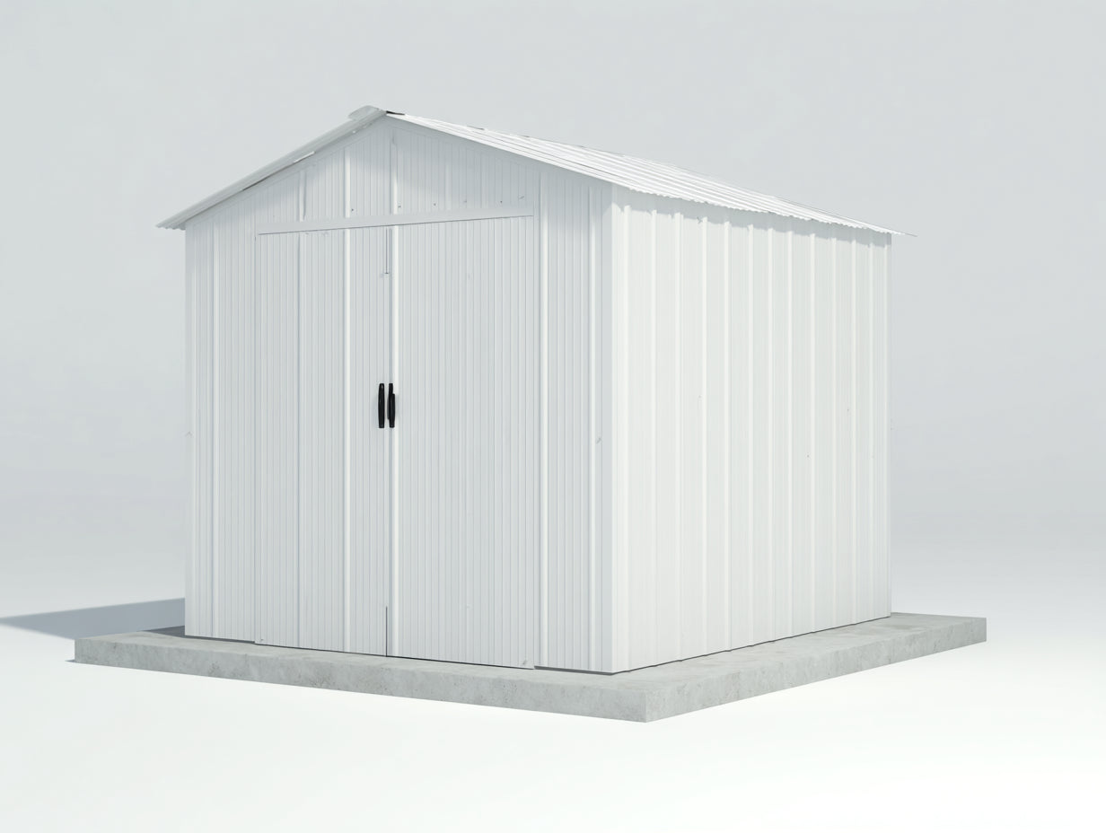 Abri de jardin en métal galvanisé 300x240x220 cm - blanc - double porte