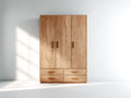 Armoire - panneau de bois - 120x55x190 cm - chêne naturel - 3 portes 4 tiroirs pour chambre