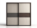 Armoire à 2 portes coulissantes en panneaux de bois 220x60x200 cm - beige-marron foncé - façade graphique moderne