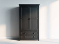 Armoire 2 portes 2 tiroirs en bois d'ingénierie 100x50x190 cm - noir - rangement vertical style classique pour chambre