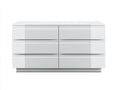 Commode 6 tiroirs laquée 120x45x78 cm - blanc brillant - design moderne