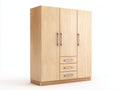 Armoire 3 portes 3 tiroirs en bois d'ingénierie 120x50x190 cm - chêne clair - rangement moderne pour chambre