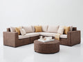 Canapé de jardin en résine tressée 285x285x72 cm - brun-beige - format carré avec table ronde