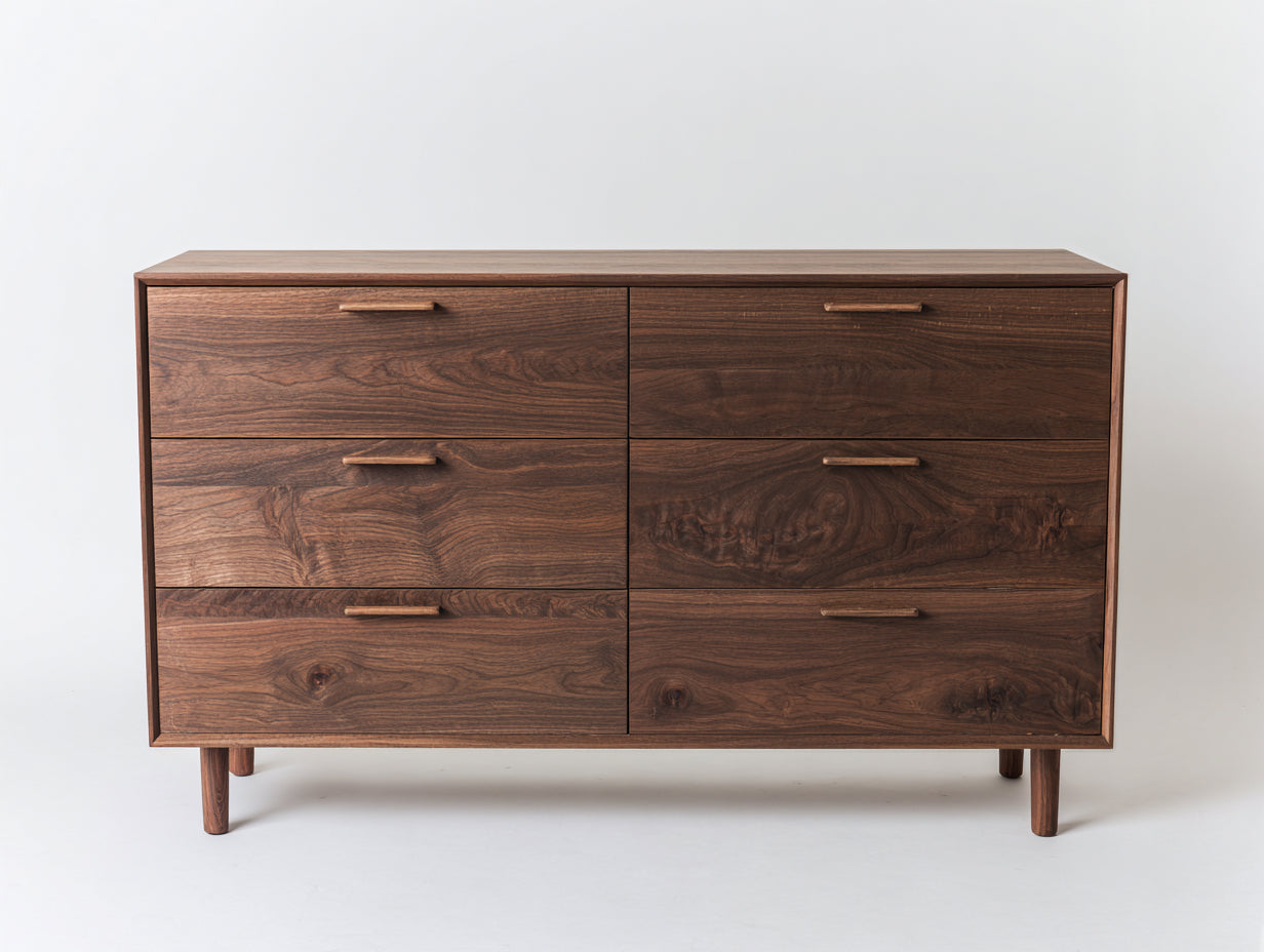 Commode 6 tiroirs en bois 120x45x80 cm - bois brun - style moderne