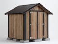 Abri de jardin en bois 240x180x210 cm - bois naturel-noir-gris - toit à deux pans avec double porte