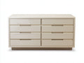 Commode 8 tiroirs laquée 140x45x80 cm - ivoire brillant - design moderne