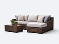 Canapé de jardin d'angle en résine tressée 240x180x75 cm - brun et beige - avec table basse