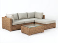 Canapé de jardin d'angle en résine tressée 245x180x68 cm - naturel-beige - avec table basse vitrée