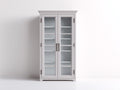 Vitrine 2 portes vitrées en bois d'ingénierie et verre 100x42x190 cm - gris clair - rangement vertical style classique pour cuisine