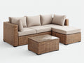 Canapé de jardin d'angle en résine tressée 220x160x78 cm - brun et beige - méridienne avec table basse pour terrasse