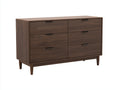 Commode - panneau de bois - 135x45x78 cm - brun noyer-noir - 6 tiroirs pour chambre